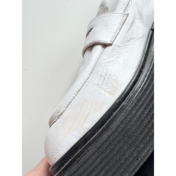 MARNI White Leather Piercing Square Toe Platform Penny Loafers, Size 36.5 - Picture 12 of 16